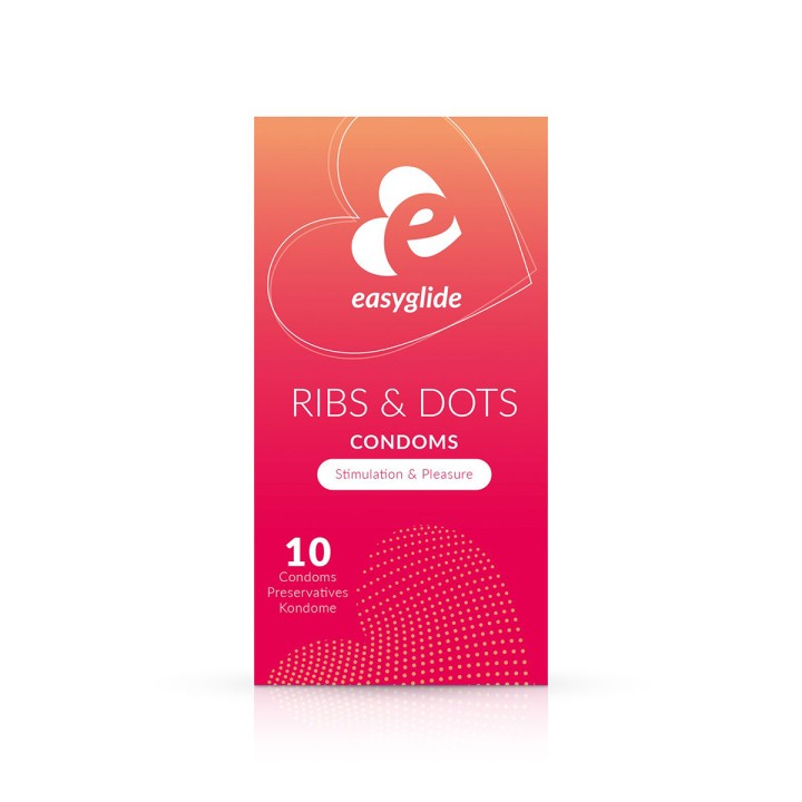 10 préservatifs Ribs and Dots - EasyGlide - Oralove
