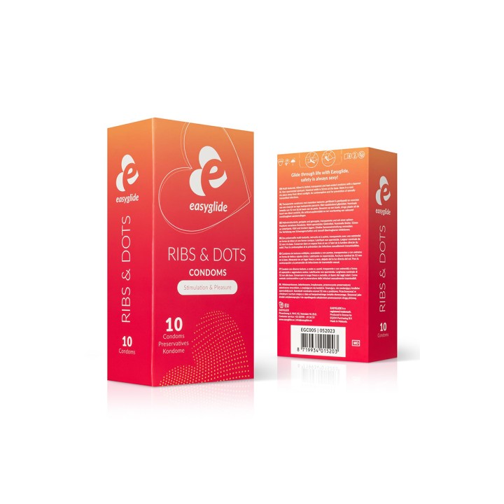 10 préservatifs Ribs and Dots - EasyGlide - Oralove