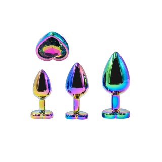 3 plugs coeur Crystal Heart métal arc-en-ciel - DIK - Oralove