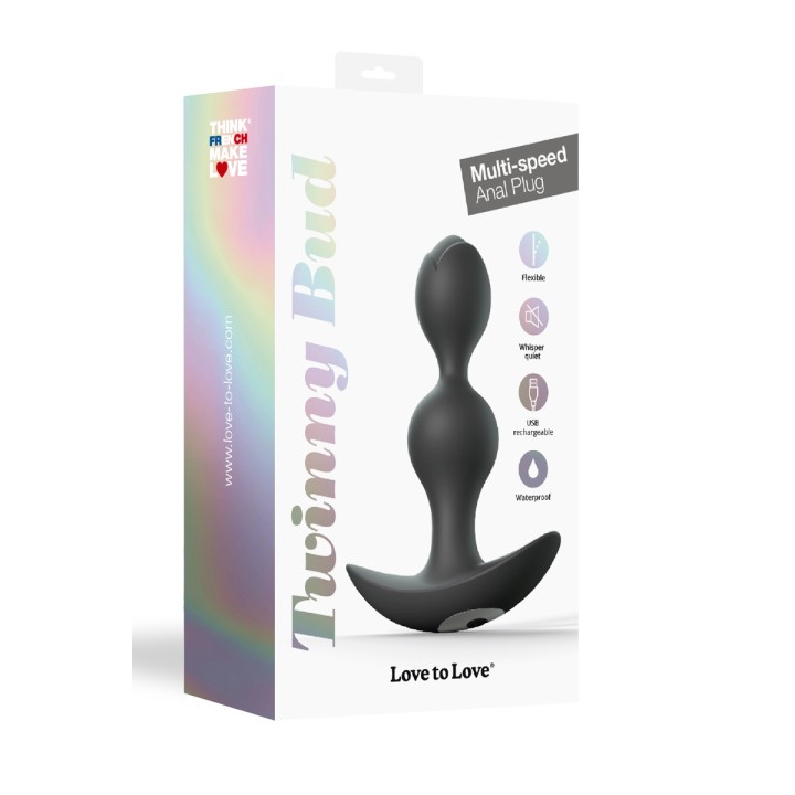 Plug anal vibrant Twinny Bud noir - Oralove