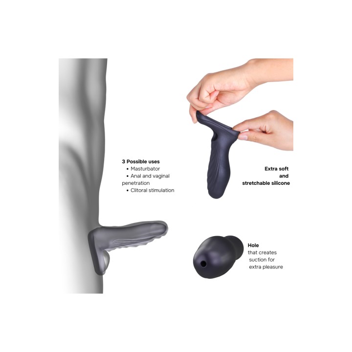 Gaine de pénis 3 en 1 Ryzer Black Plum - Man Wan - Oralove