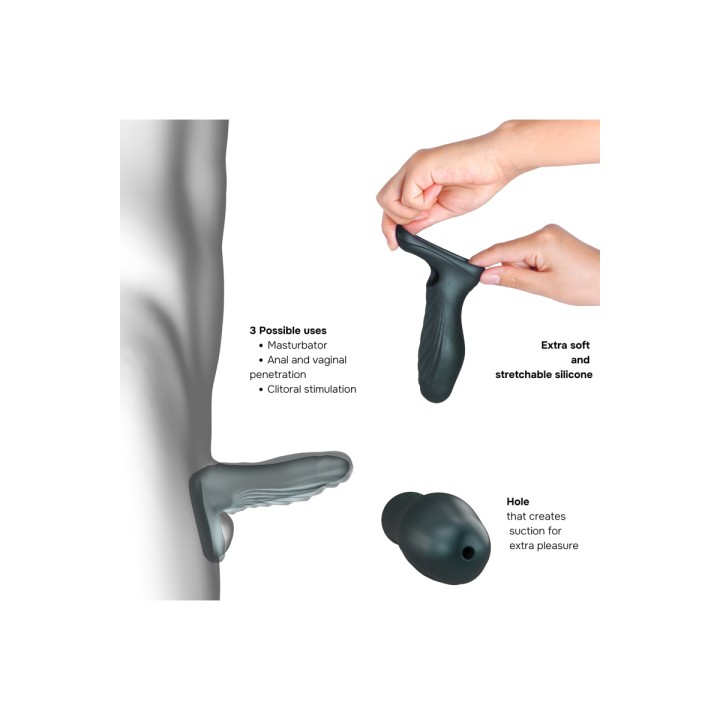 Gaine de pénis 3 en 1 Ryzer Pine Grey - Man Wan - Oralove