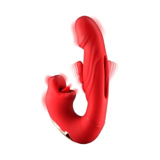 Vibromasseur rabbit 3-en-1 Kissy rouge - Yoba - Oralove