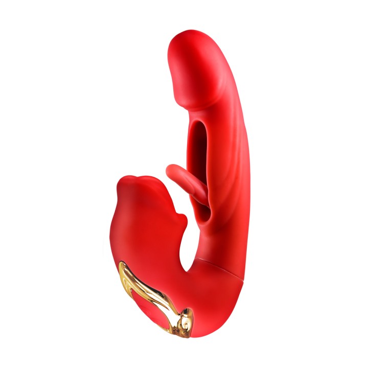 Vibromasseur rabbit 3-en-1 Kissy rouge - Yoba - Oralove