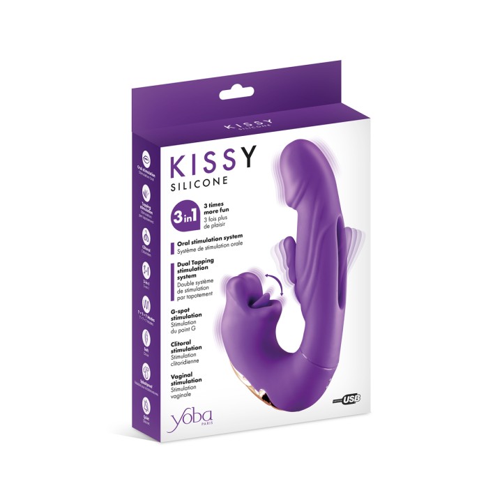 Vibromasseur rabbit 3-en-1 Kissy violet - Yoba - Oralove