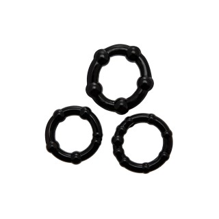Set 3 Cockrings noir Babooom - Wooomy - Oralove
