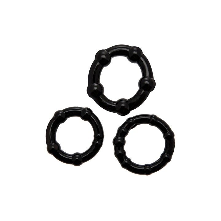Set 3 Cockrings noir Babooom - Wooomy - Oralove