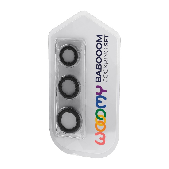 Set 3 Cockrings noir Babooom - Wooomy - Oralove