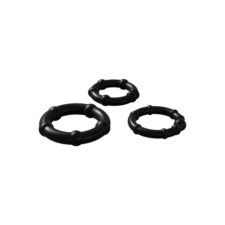 Set 3 Cockrings noir Babooom - Wooomy - Oralove