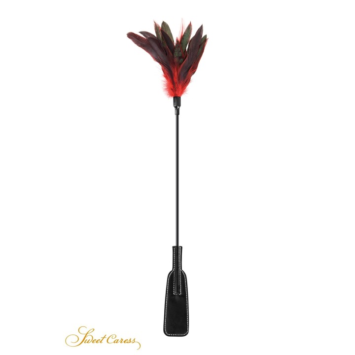Tapette à plumes rouges et noires - Sweet caress - Oralove