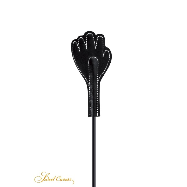 Mini cravache main avec plumes noires - Sweet Caress - Oralove
