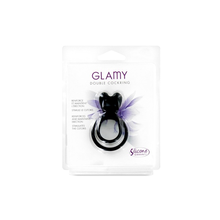 Double Cockring noir Glamy - Oralove