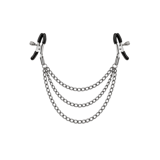 Pinces à seins réglables avec 3 chaînettes, gris métallisé - Dreamy Fetish - Oralove