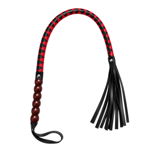 Fouet rouge et noir en simili cuir 80 cm - Dreamy Fetish - Oralove