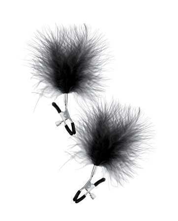 Nipple clamps with black feather tickler - Sweet Caress13621oralove