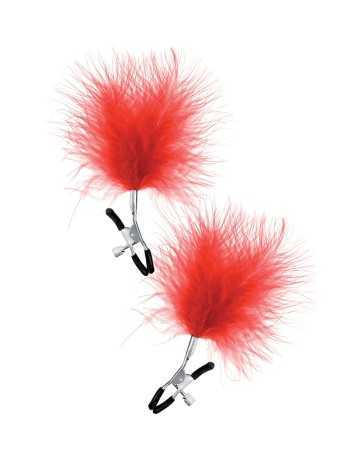 Nipple clamps with red feather duster - Sweet Caress13622oralove