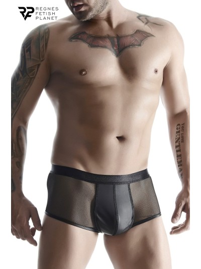 Boxer noir wetlook et mesh - Regnes