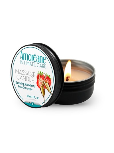 Bougie de massage vin petillant à la fraise - Amoreane