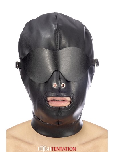 Cagoule simili cuir avec bandeau amovible - Fetish Tentation