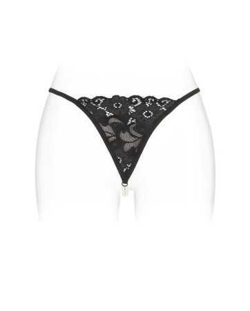 Tanga negro con perlas Venusina Fashion Secret16581oralove