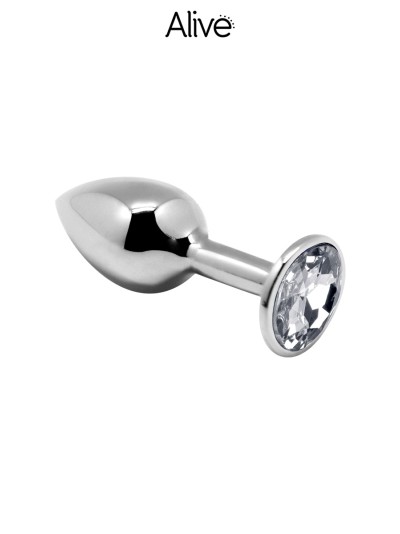 Plug métal bijou transparent L - Alive