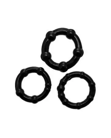 Conjunto de 3 anéis penianos pretos Babooom - Wooomy