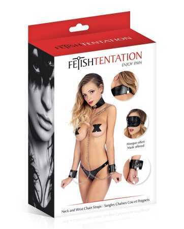 Halsband und Handschellen mit Ketten - Fetish Tentation17110oralove