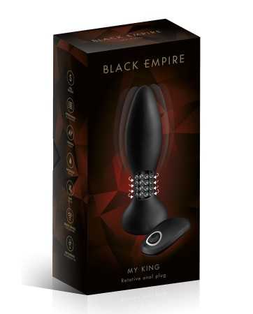 Rotating bead remote-controlled anal plug - Black Empire17189oralove