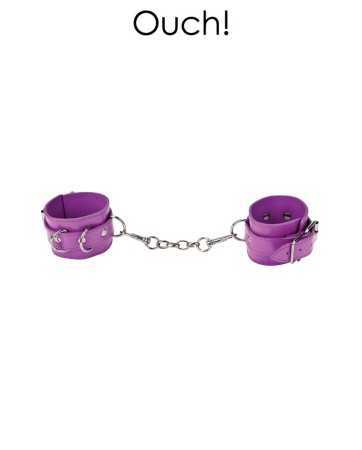 Hochwertige violette Lederhandschellen - Ouch17585oralove