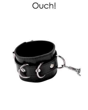 Premium black leather handcuffs - Ouch17586oralove