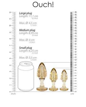 Set 3 plugs pailletés dorés en acrylique - Ouch!17667oralove