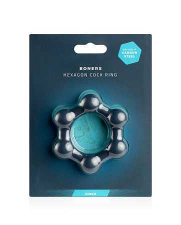 Cockring Hexagonal avec billes en acier - Boners17893oralove