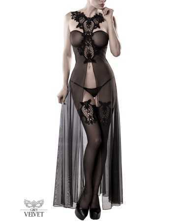 Tulle and lace 2-piece lingerie set - Grey Velvet18055oralove