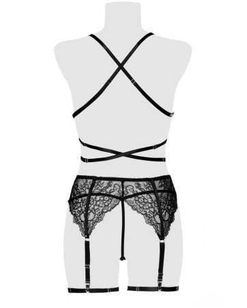 Lace harness lingerie set 3 pieces - Grey Velvet18058oralove