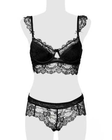 Lace panties and balconette bra set - Grey Velvet18060oralove