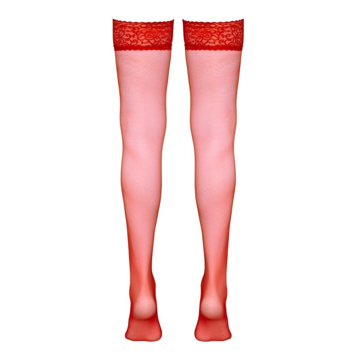 Bas autofixants rouge - Cotelli Legwear