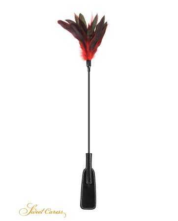 Flogger con piume rosse e nere - Dolce carezza 18511oralove