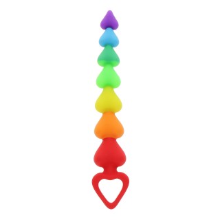 Stimulateur anal Rainbow Heart Beads - Toyjoy