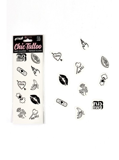 10 tatouages temporaires Candy Collection - Secret Play