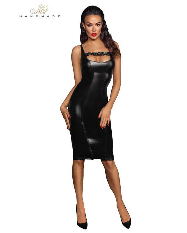 Fitted split wetlook dress F25118788oralove