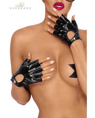 Fingerless wetlook gloves F26418801oralove