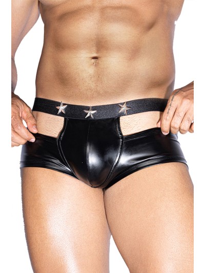 Boxer sexy noir avec ouvertures  - J Lingerie