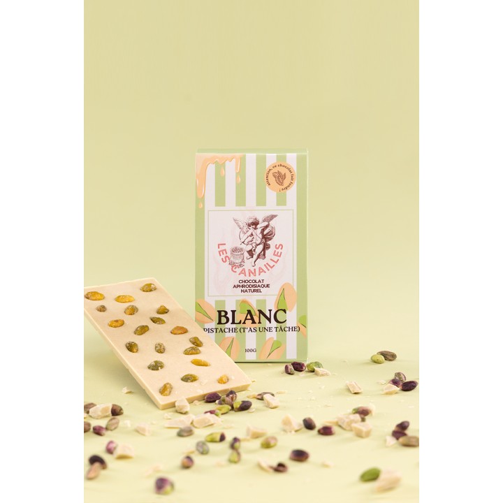 Chocolat blanc pistache - Tablette 100g - Les canailles