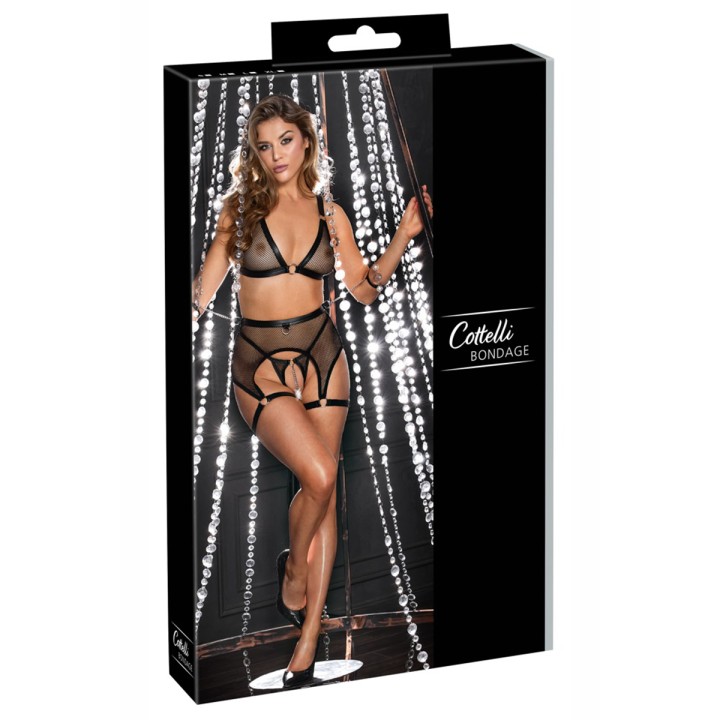 Ensemble Fetish noir en dentelle - Cotelli Bondage