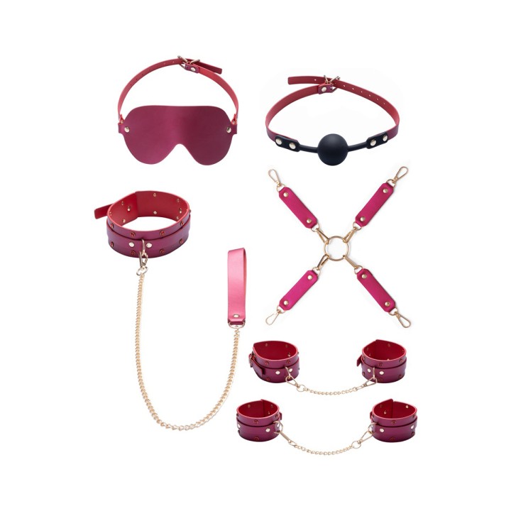 Ensemble 7 pièces Fetish SM rose -  Bad Kitty 