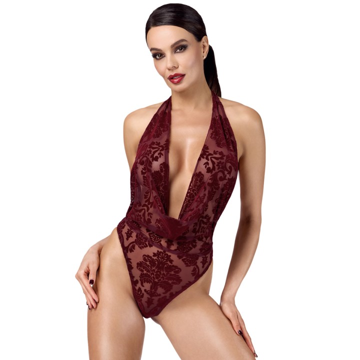 Body en tulle floqué Kink Royal F386 - Noir Handmade