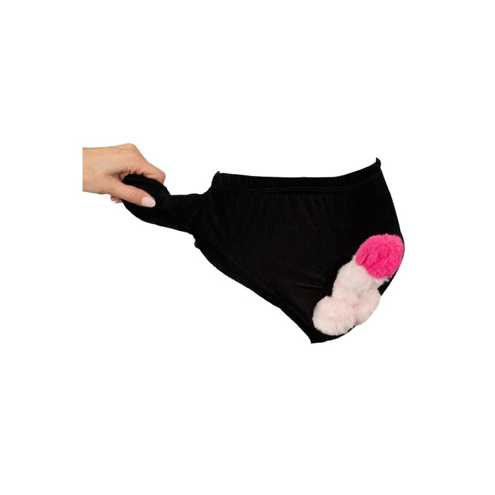 Slip avec pénis en peluche mobile