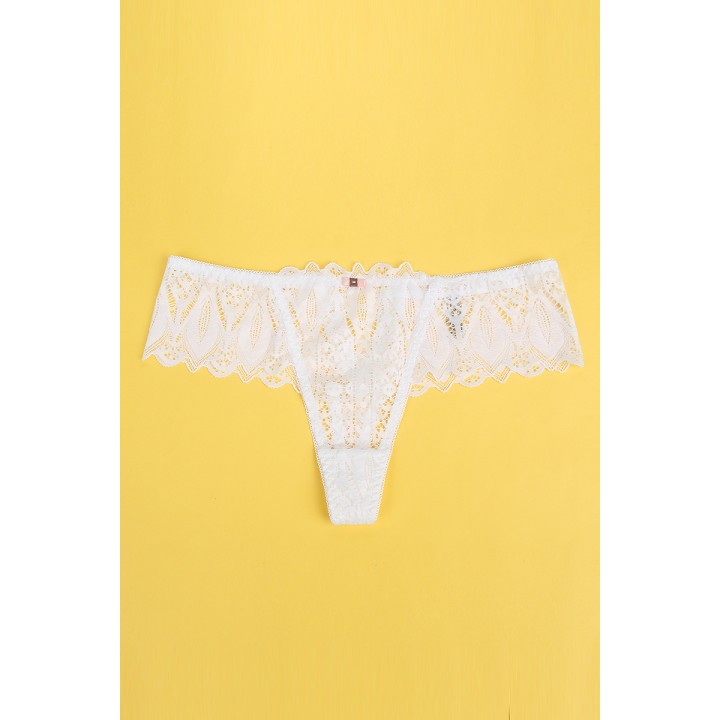 String dentelle dos lacé Blanc - Litolu Lingerie