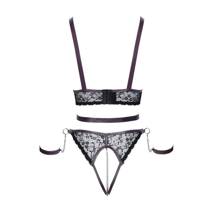 Ensemble ouvert 3 pièces noires - Cotelli Bondage 
