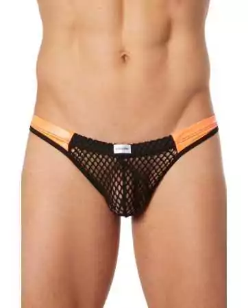 Black string with orange faux leather bands - LM911-57MBKO